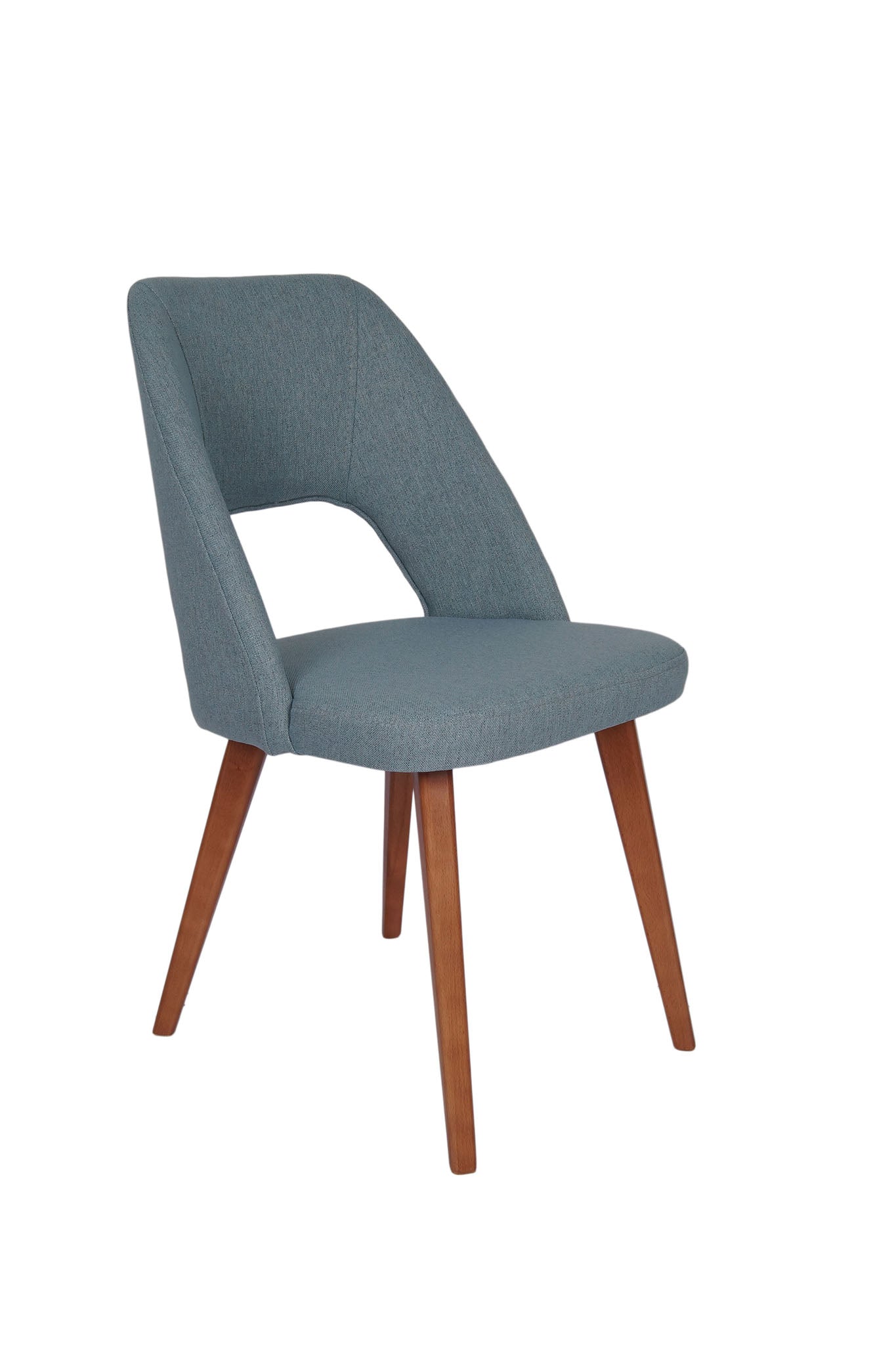 Модерна домашна столица со плава боја и дрвени ногарки. Moderna domasna stolica Chavle / Stoli za jedilno mizo, Moderna jedilniška    stoli / stol / chair / chairs / stolica / stolici / столица / столици